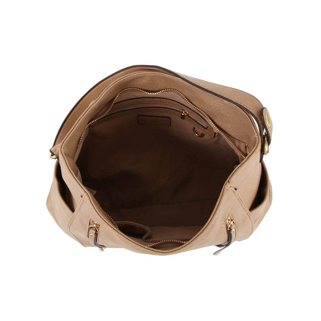Front zipper detail trendy hobo shoulder bag