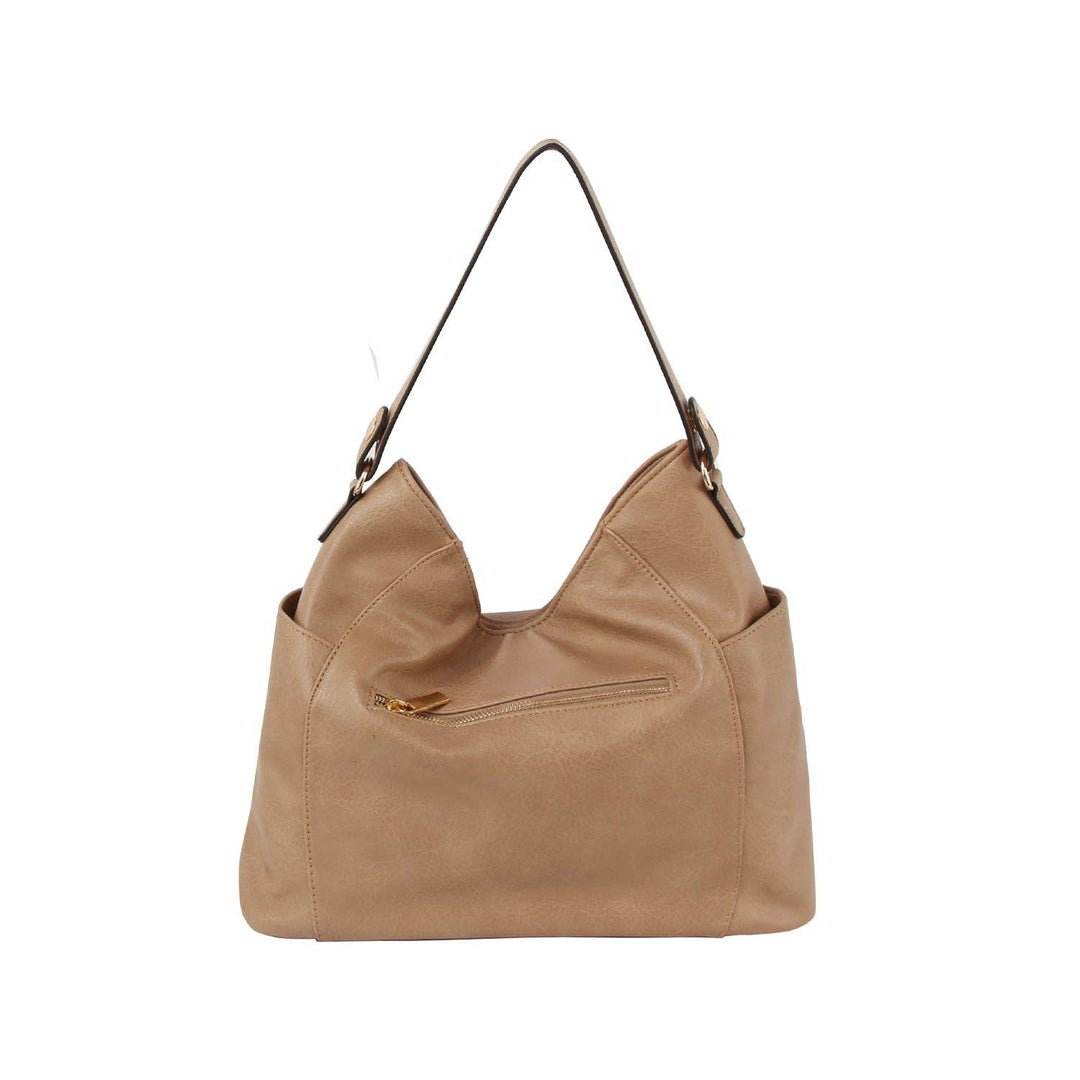 Front zipper detail trendy hobo shoulder bag