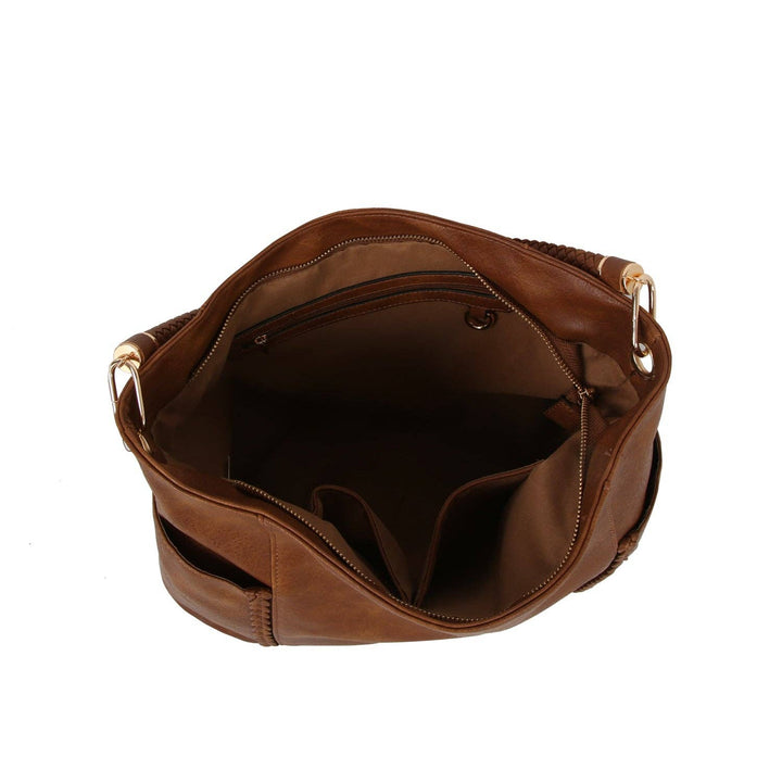 Braided Handle Soft Hobo Shoulder Bag