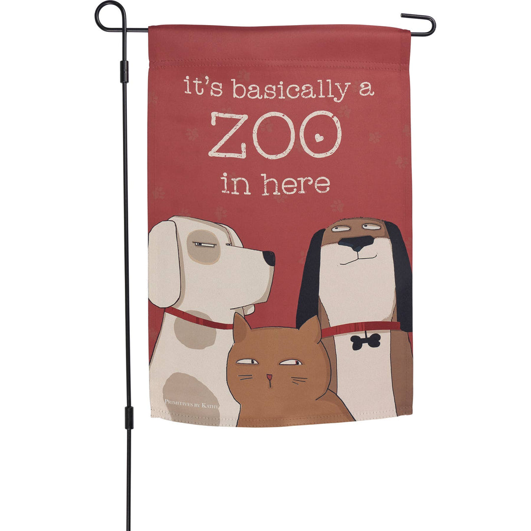 It's Basically A Zoo In Here Garden Flag