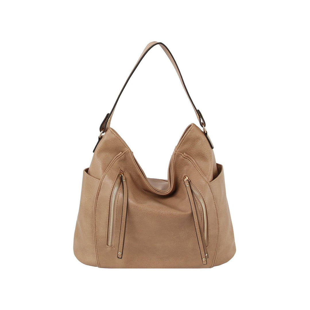 Front zipper detail trendy hobo shoulder bag