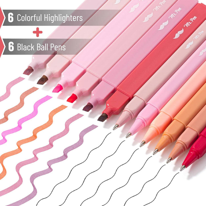 Mr. Pen Aesthetic Highlighters & Pens - 12 Pack
