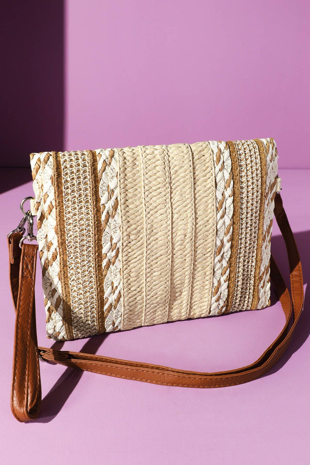 Multi Pattern Straw Clutch & Crossbody Bag
