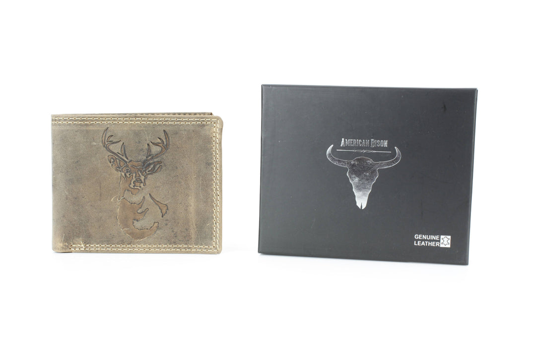 Men’s Bi-Fold Wallet with Deer Antler Emboss ABMWVT 03