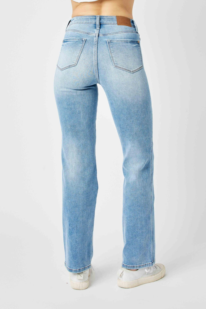 Judy Blue High Waist Tummy Control Contrast Wash Straight
