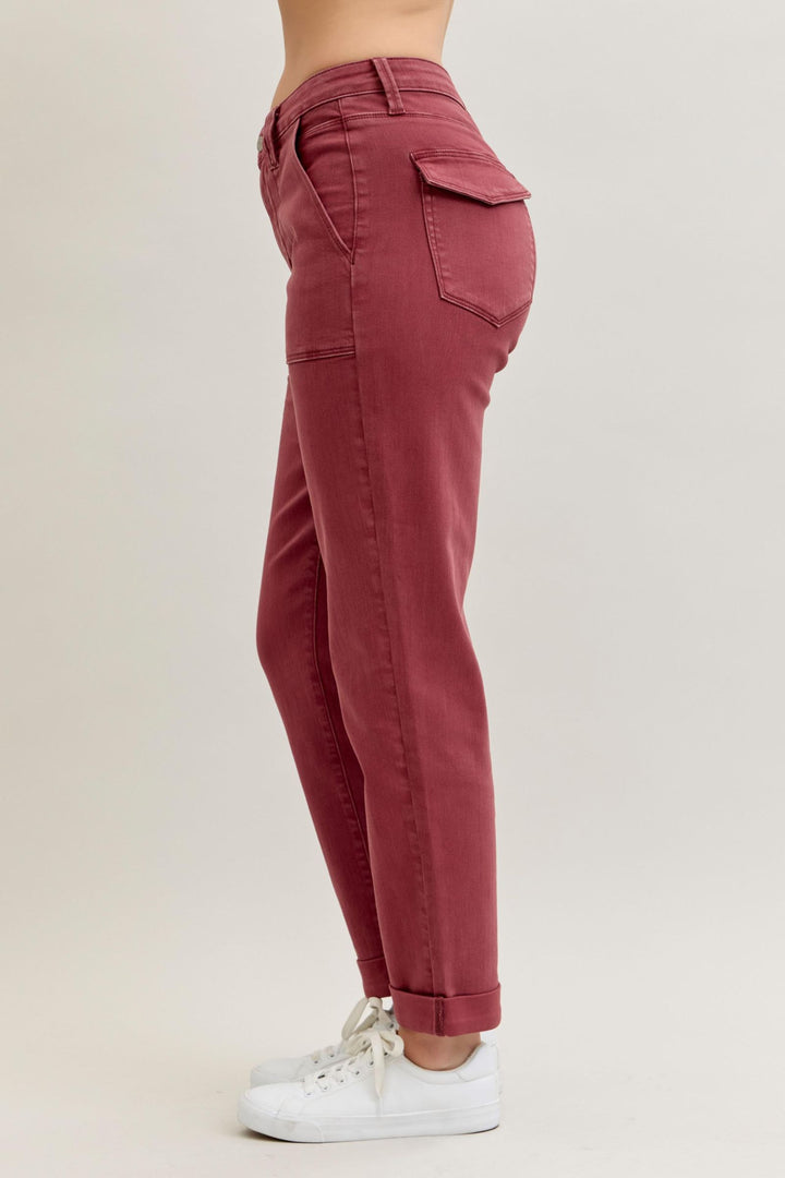 Judy Blue Maroon Cuffed Jogger