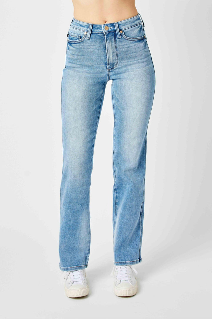 Judy Blue High Waist Tummy Control Contrast Wash Straight