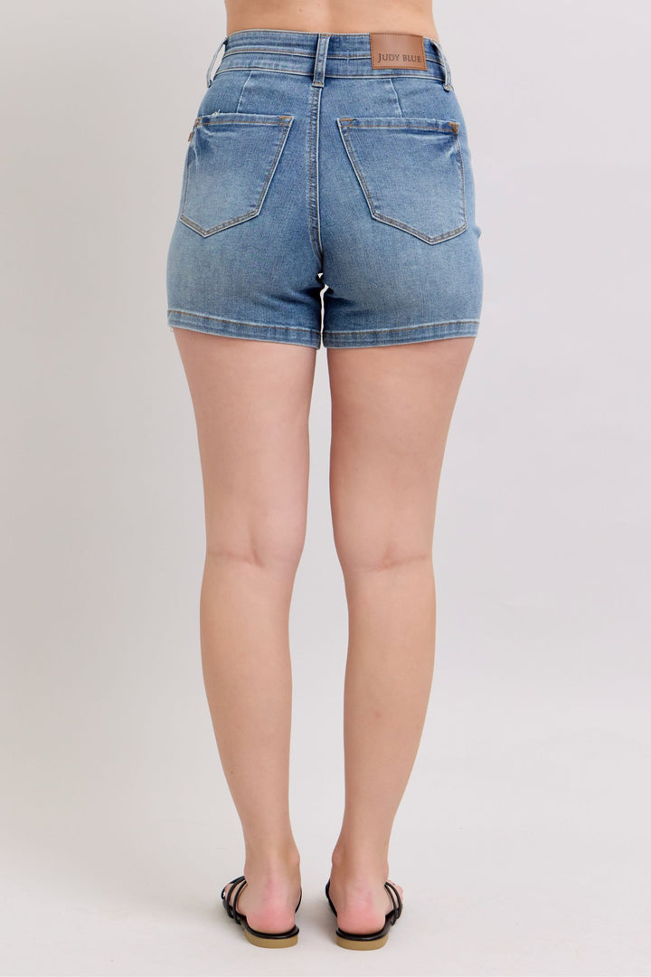 Judy Blue Tummy Control Cooling Denim Double Waistband Shorts