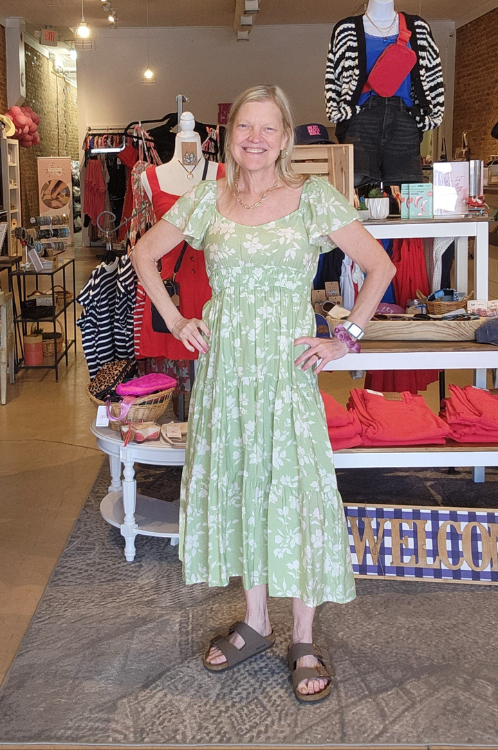 Floral Flounce Midi Dress