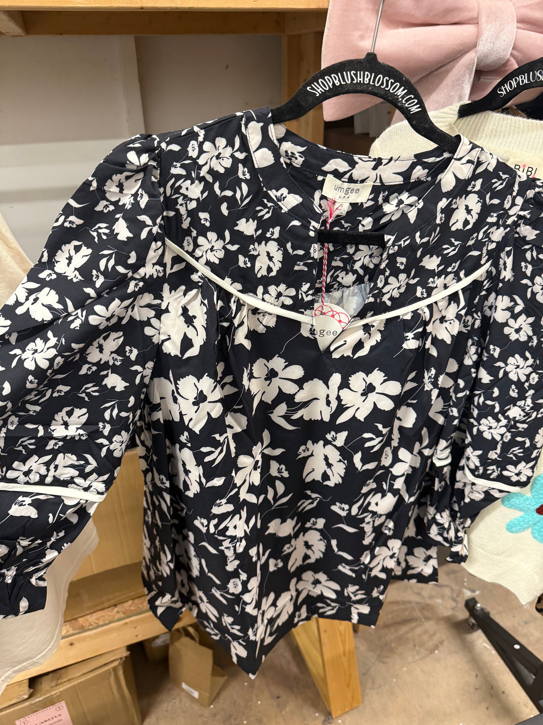 Black and White Floral Blouse