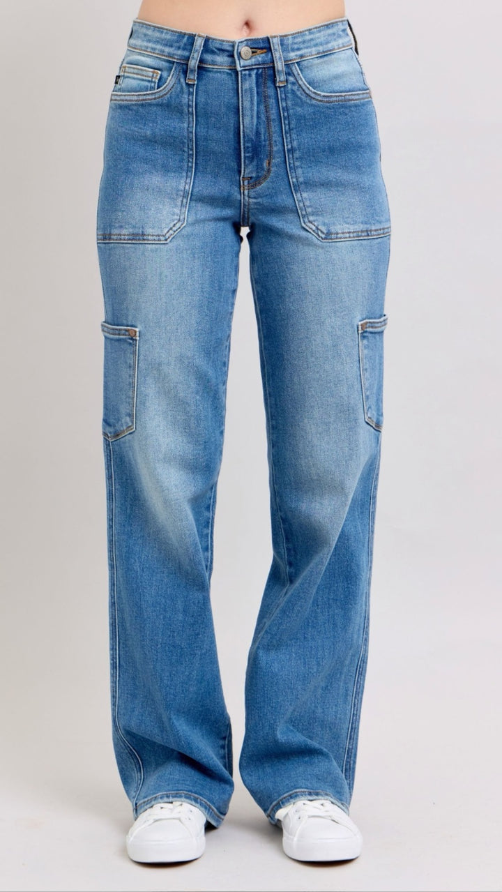 Judy Blue Hi Waist Cargo Straight Jean