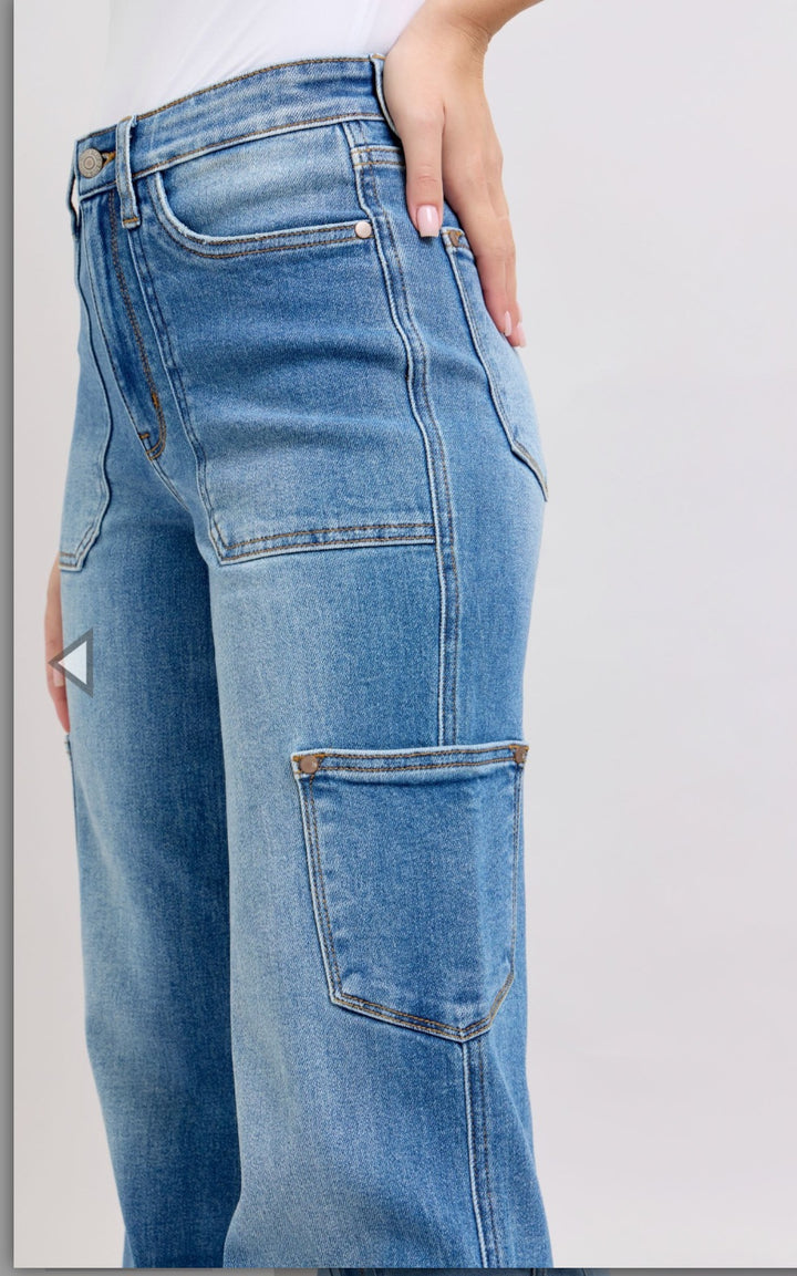 Judy Blue Hi Waist Cargo Straight Jean