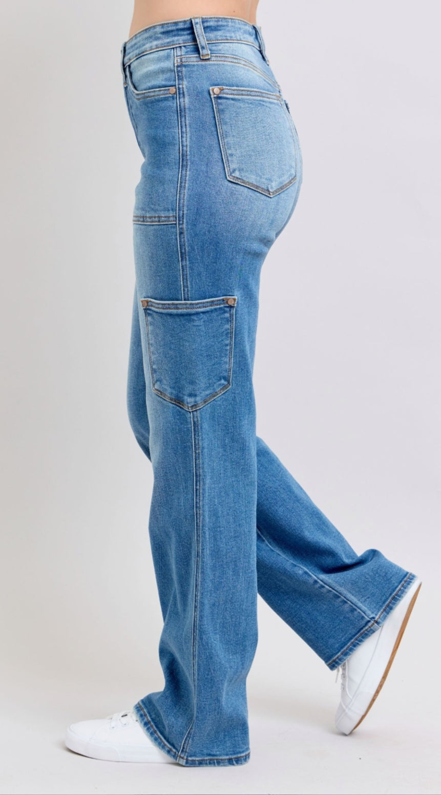 Judy Blue Hi Waist Cargo Straight Jean