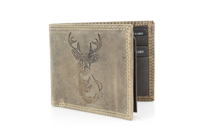 Men’s Bi-Fold Wallet with Deer Antler Emboss ABMWVT 03