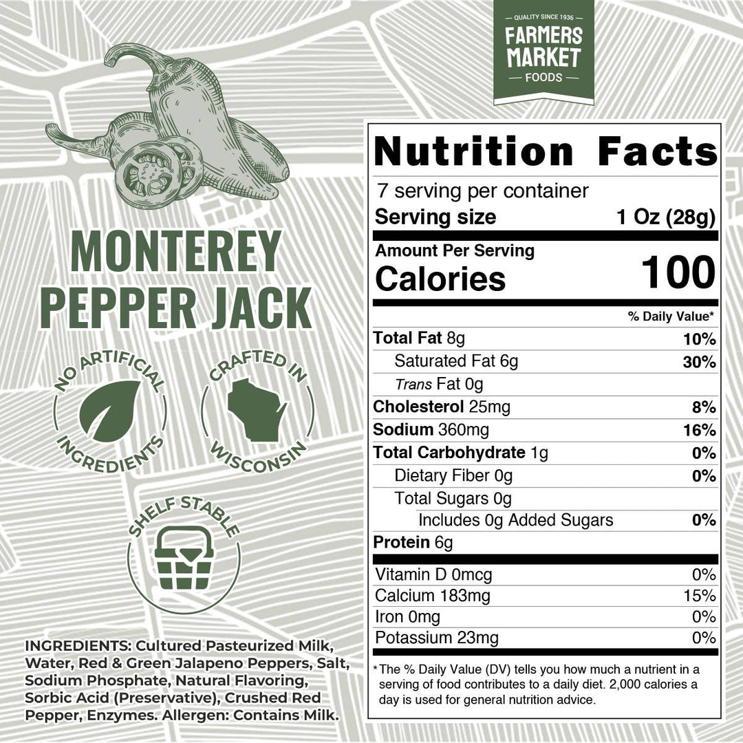 Monterey Pepper Jack Cheese 7oz (Shelf Stable)