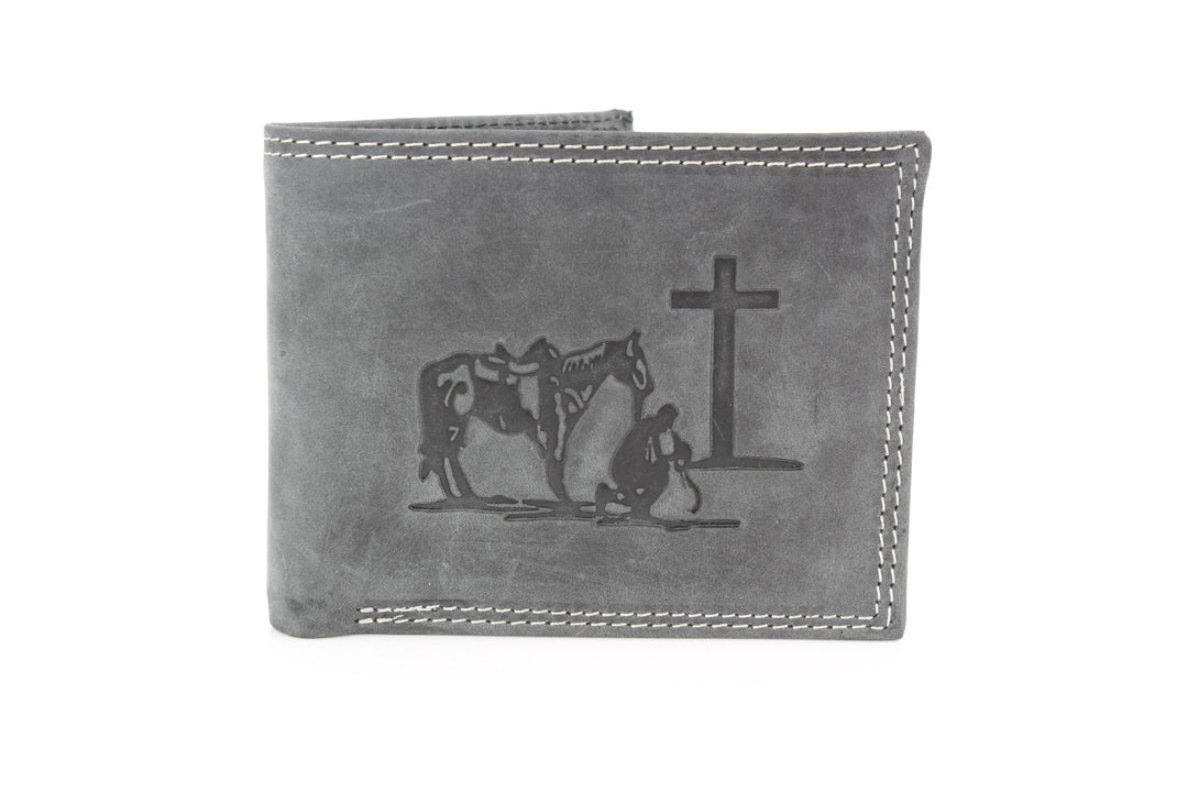 Men’s Bi-Fold Wallet with Praying Cowboy Emboss ABMWVT 02