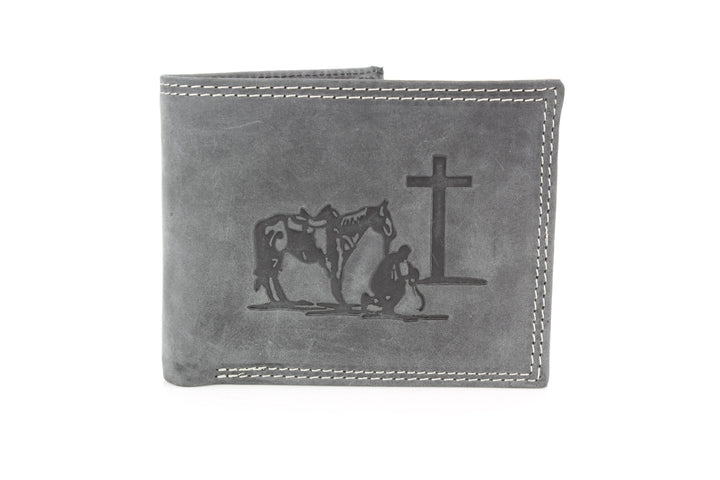 Men’s Bi-Fold Wallet with Praying Cowboy Emboss ABMWVT 02