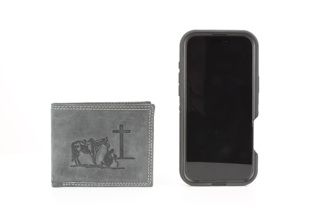 Men’s Bi-Fold Wallet with Praying Cowboy Emboss ABMWVT 02