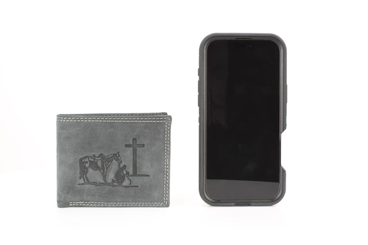 Men’s Bi-Fold Wallet with Praying Cowboy Emboss ABMWVT 02