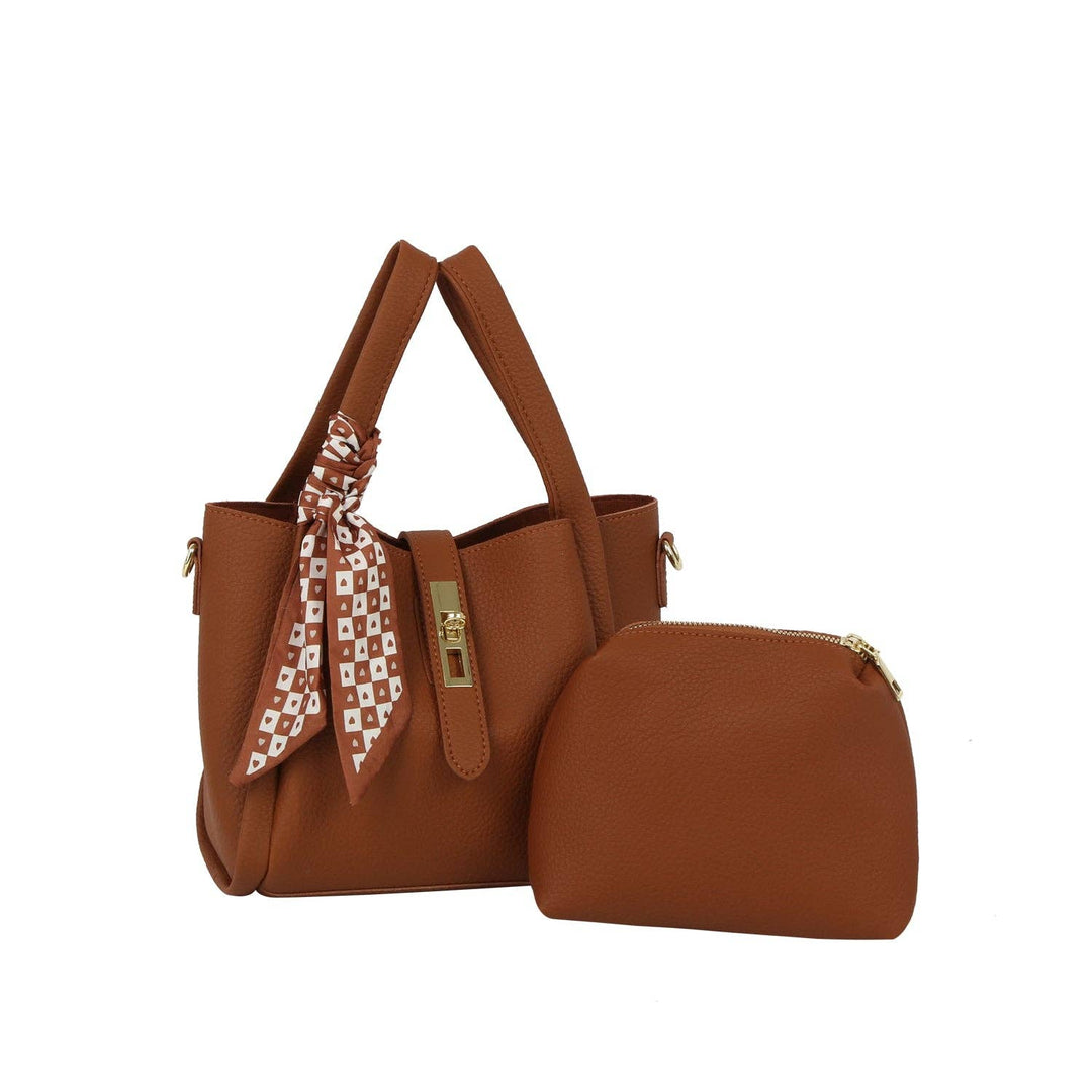 Checkered Scarf Accent Lock Mini Tote