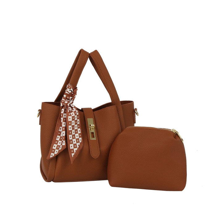 Checkered Scarf Accent Lock Mini Tote