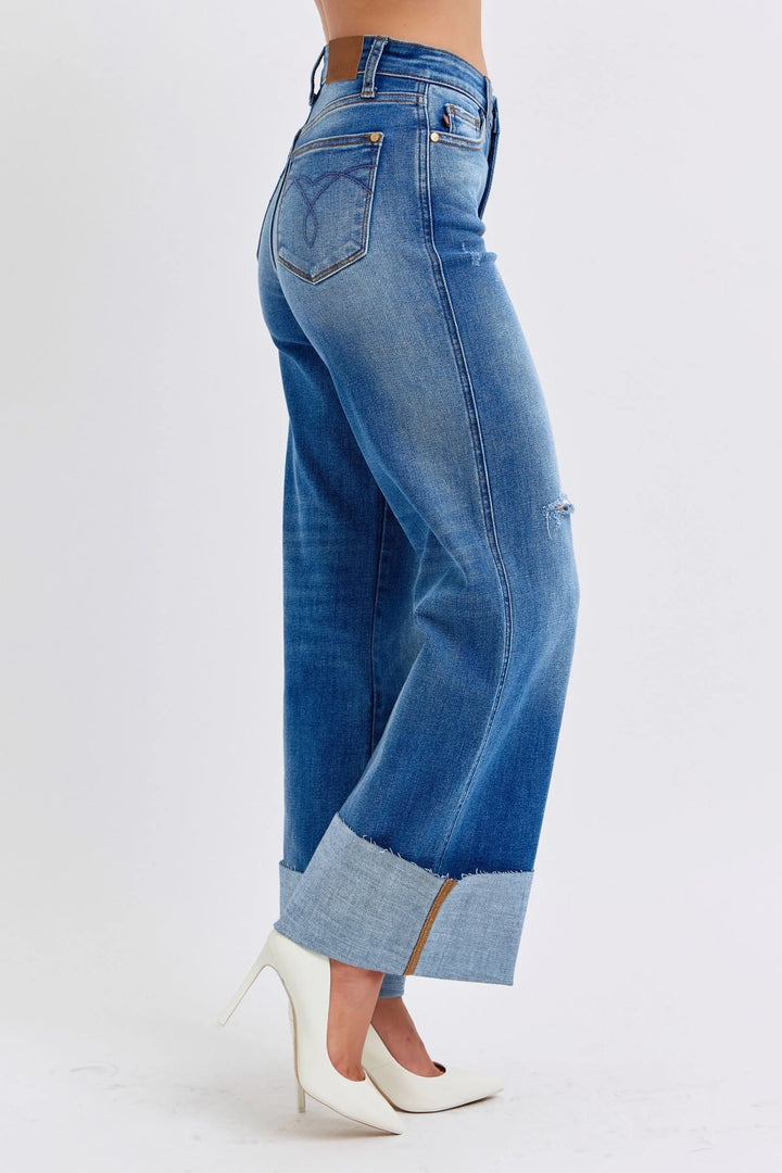 Judy Blue Adjustable Hem Wide Leg Jeans