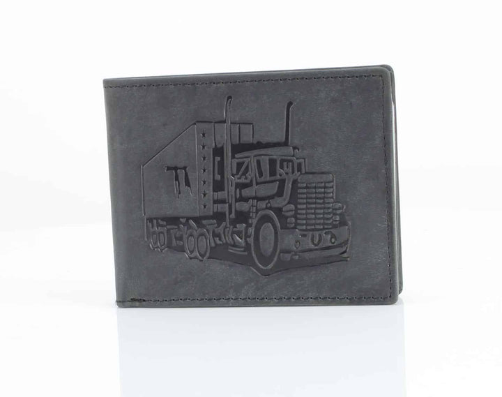 Truck Embossed Distressed Leather Bi Fold Wallet # AB 2003