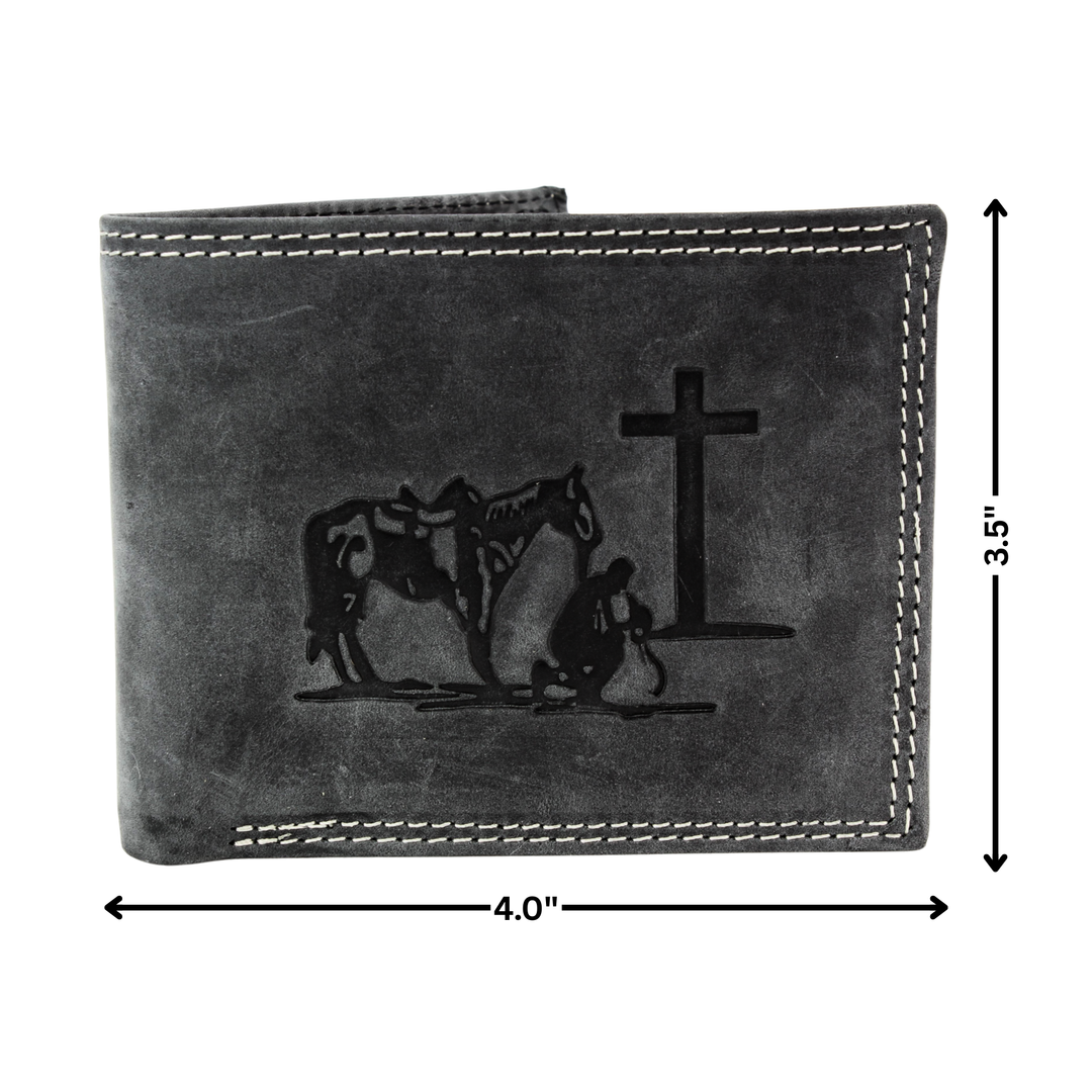 Men’s Bi-Fold Wallet with Praying Cowboy Emboss ABMWVT 02
