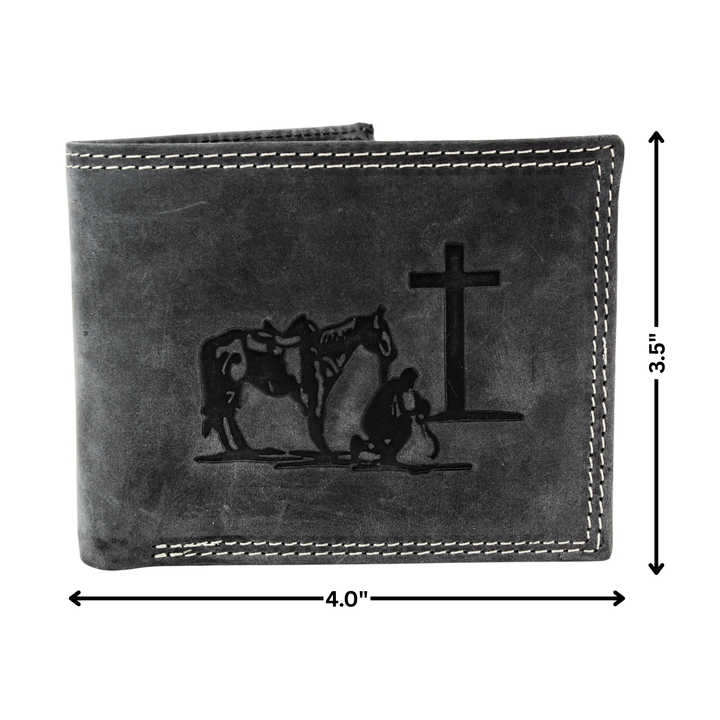 Men’s Bi-Fold Wallet with Praying Cowboy Emboss ABMWVT 02