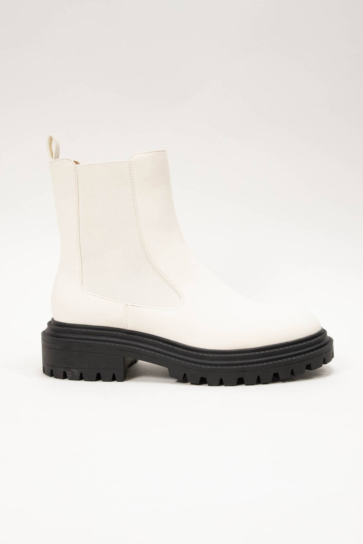 NELL Chunky Lug Sole Chelsea Booties with Minimal Everyday S