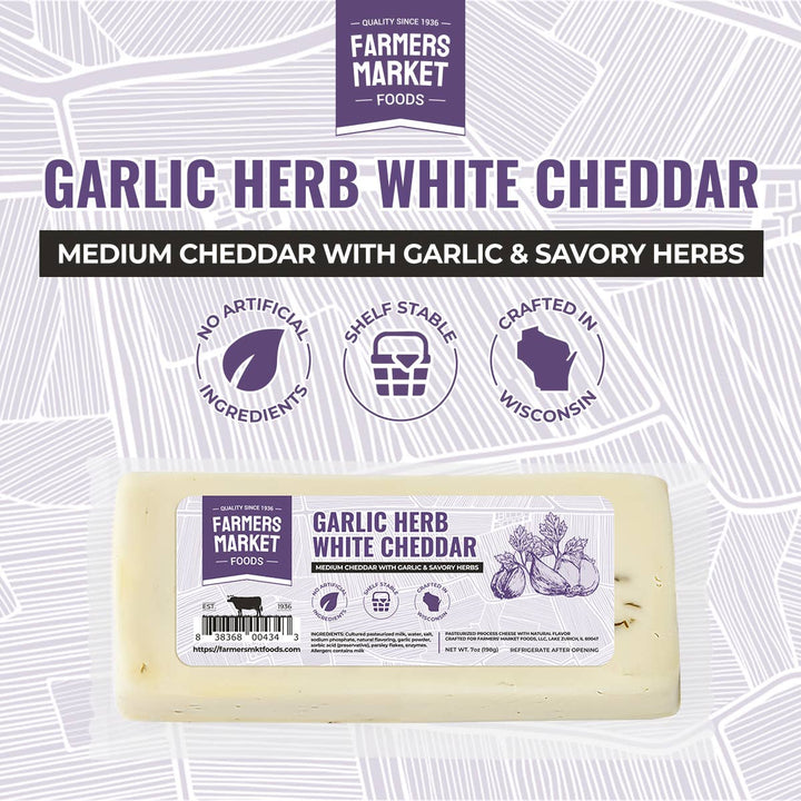 Garlic Herb White Cheddar 7oz (Shelf Stable)