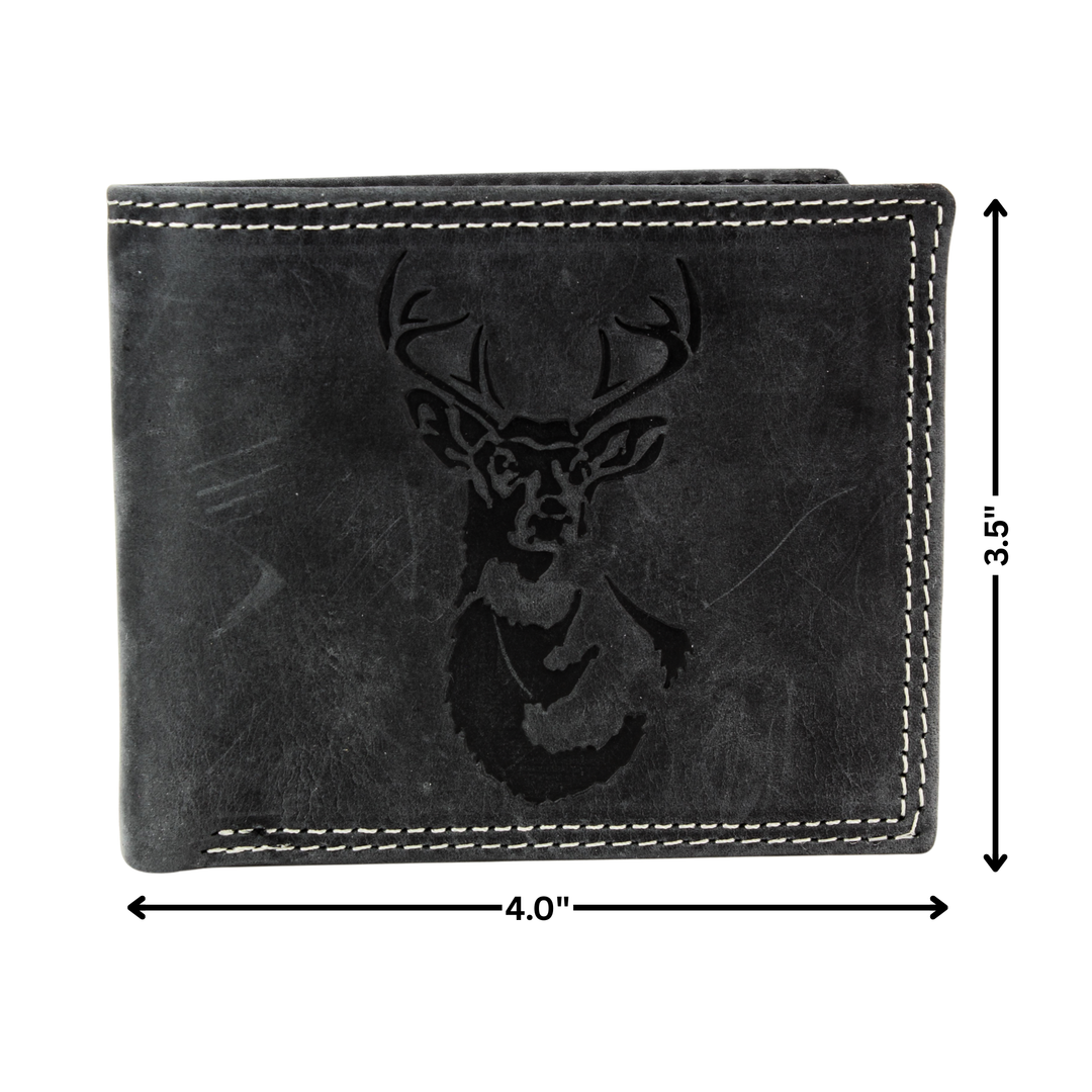 Men’s Bi-Fold Wallet with Deer Antler Emboss ABMWVT 03