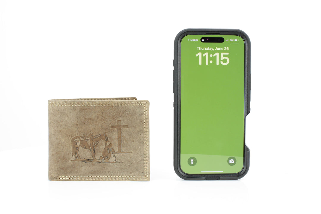 Men’s Bi-Fold Wallet with Praying Cowboy Emboss ABMWVT 02