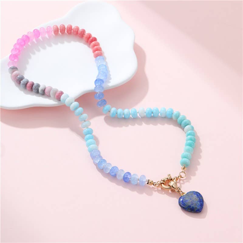Natural Stone Semi-Precious Glass Mixed Necklace