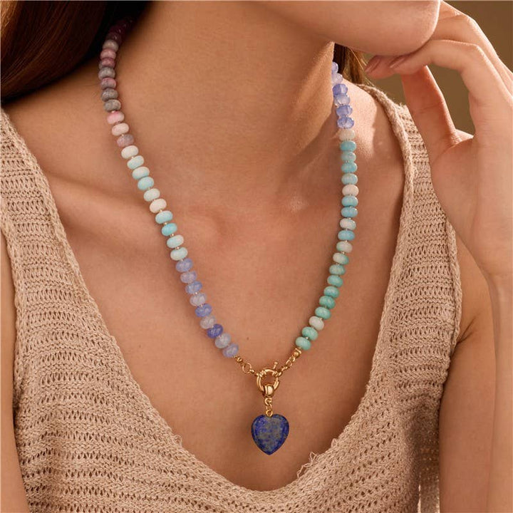 Natural Stone Semi-Precious Glass Mixed Necklace