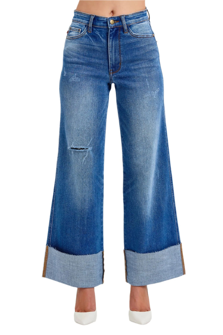 Judy Blue Adjustable Hem Wide Leg Jeans