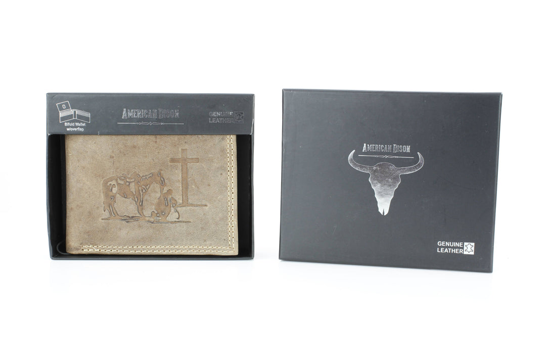 Men’s Bi-Fold Wallet with Praying Cowboy Emboss ABMWVT 02
