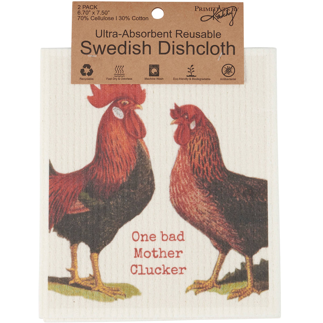 Rise & Shine Mother Cluckers Swedish Dishcloth Set