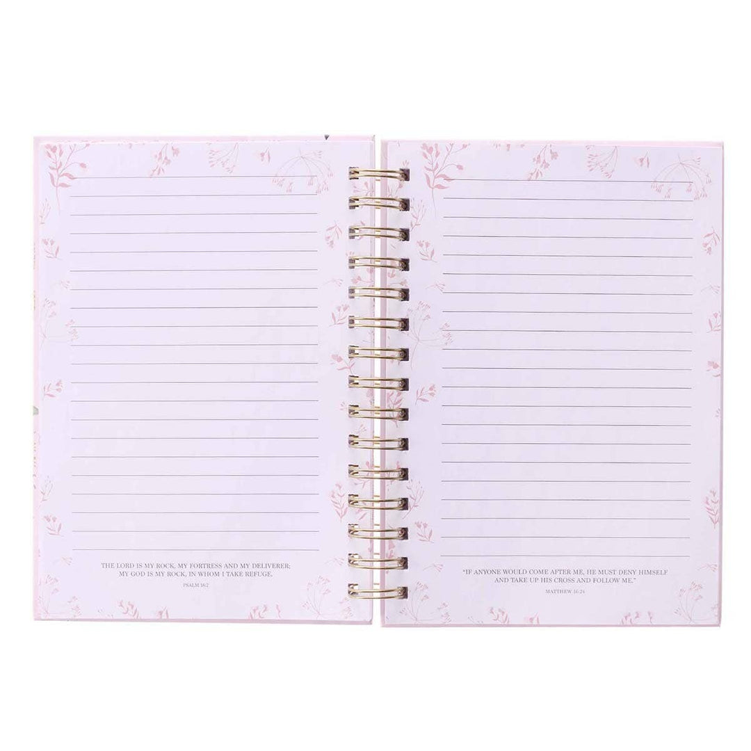 Journal Wirebound Pink Floral New Strength Ps. 23:3