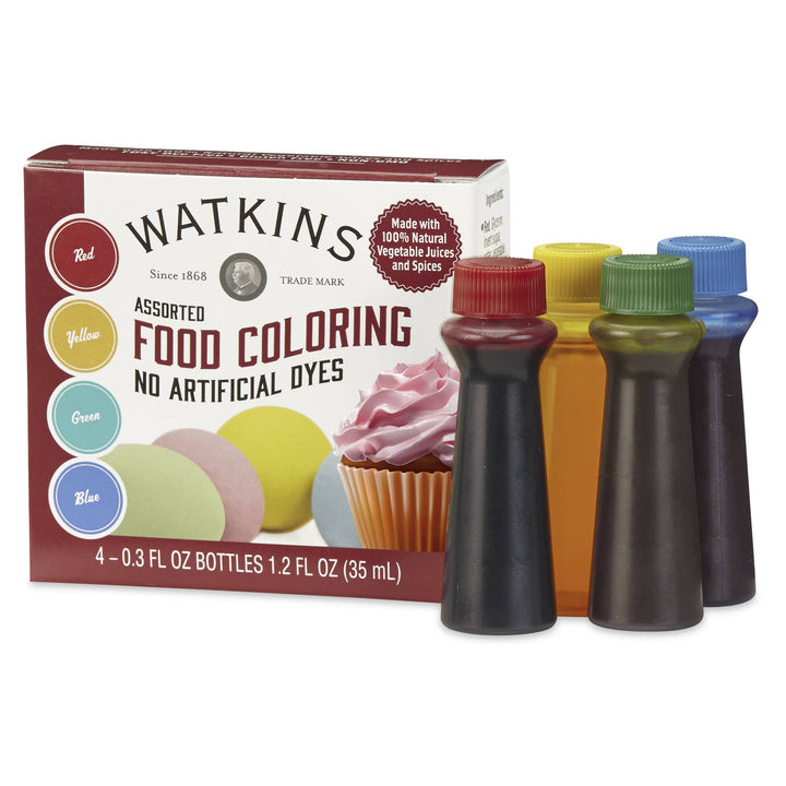 Assorted Food Coloring 4 Pack 4 -0.3 fl oz Bottles 1.2 fl oz