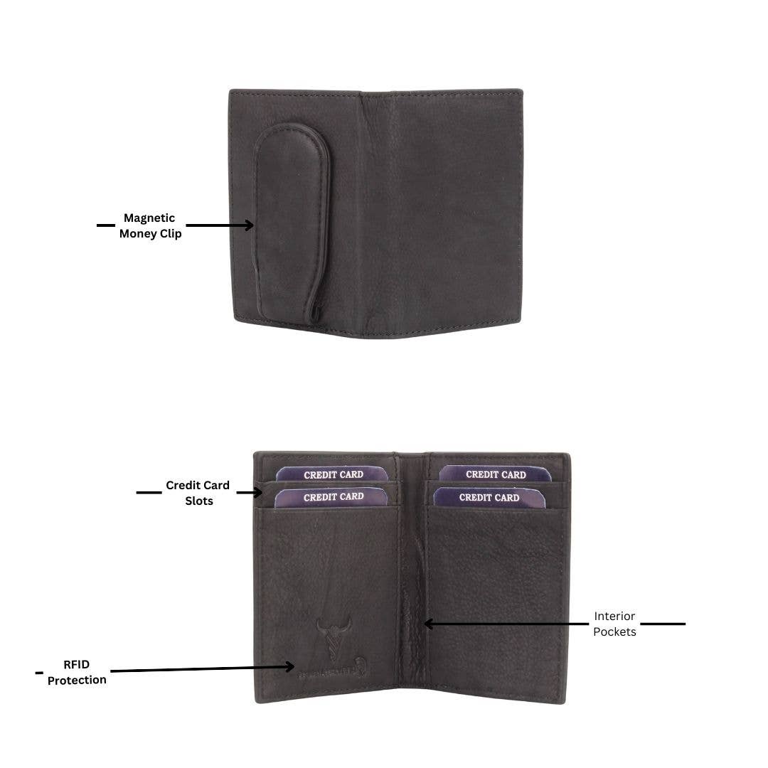 American Bison Oil Pull Up Magnetic Money Clip Card Case 157