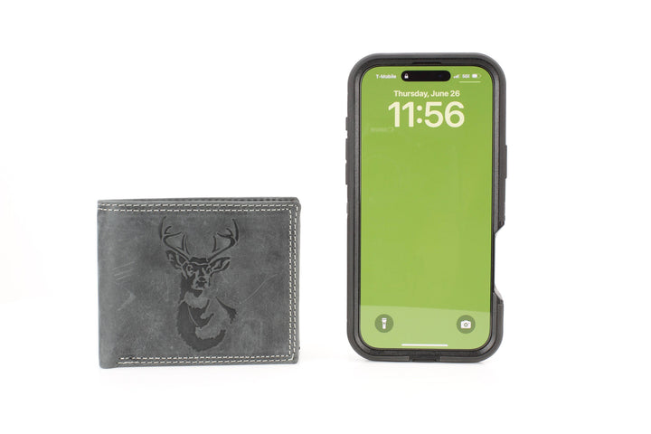 Men’s Bi-Fold Wallet with Deer Antler Emboss ABMWVT 03