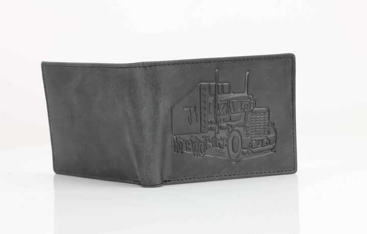 Truck Embossed Distressed Leather Bi Fold Wallet # AB 2003