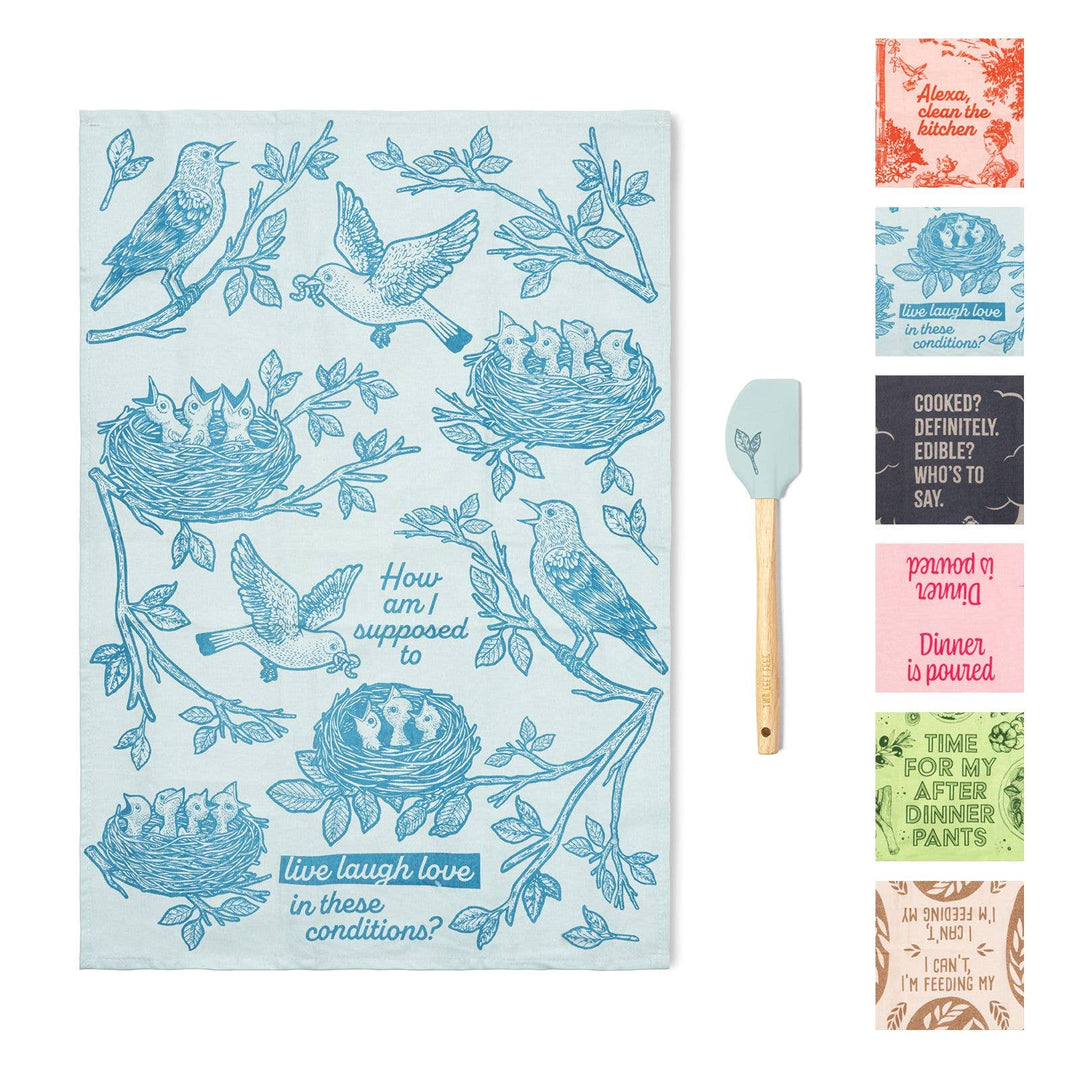 Two Left Feet The Reluctant Chef Tea Towel & Spatula Set Ast