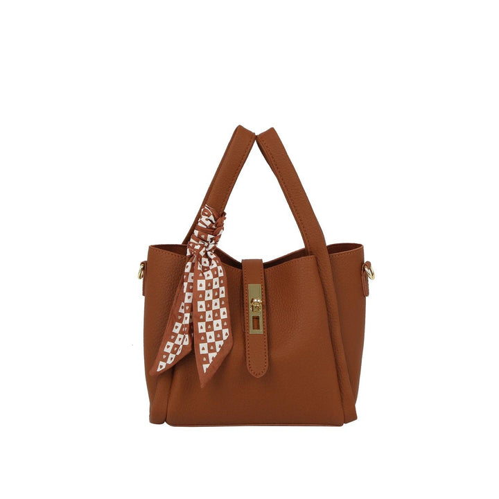 Checkered Scarf Accent Lock Mini Tote