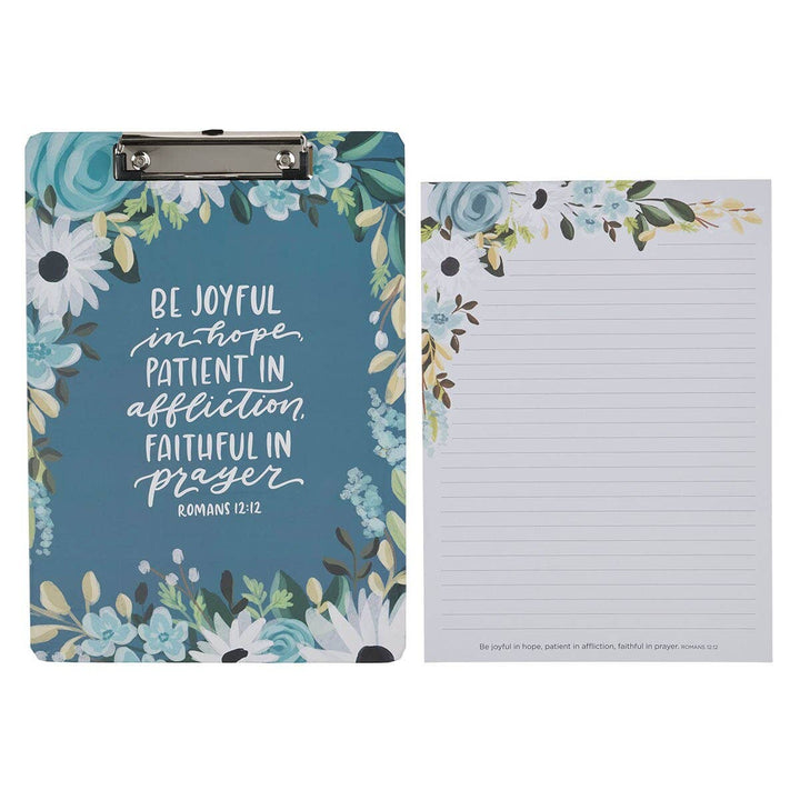 Clipboard w/ Pad Blue Be Joyful in Hope Rom. 12:12