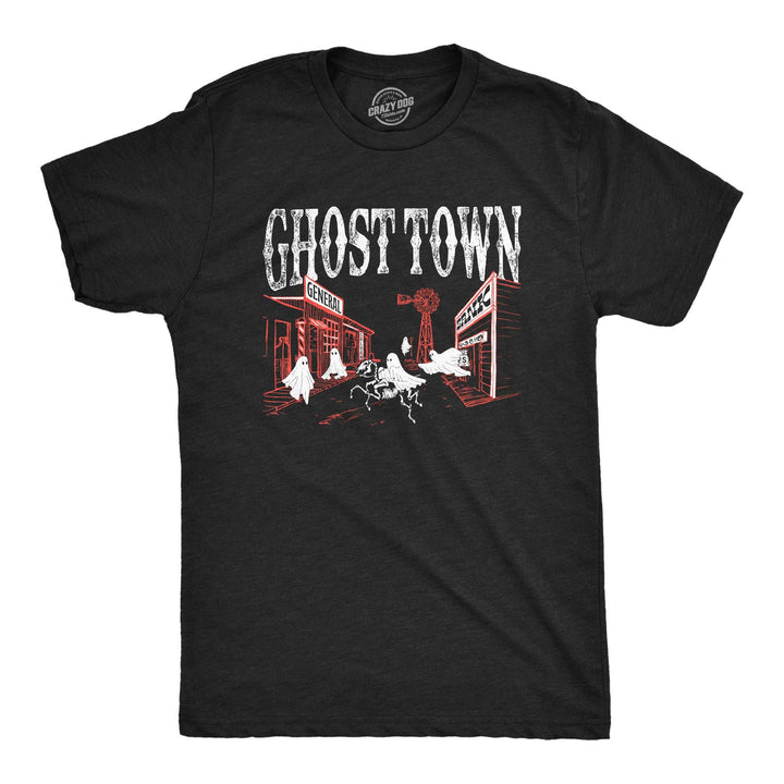 Ghost Town Men's Tshirt Halloween Graphic Tee Western T