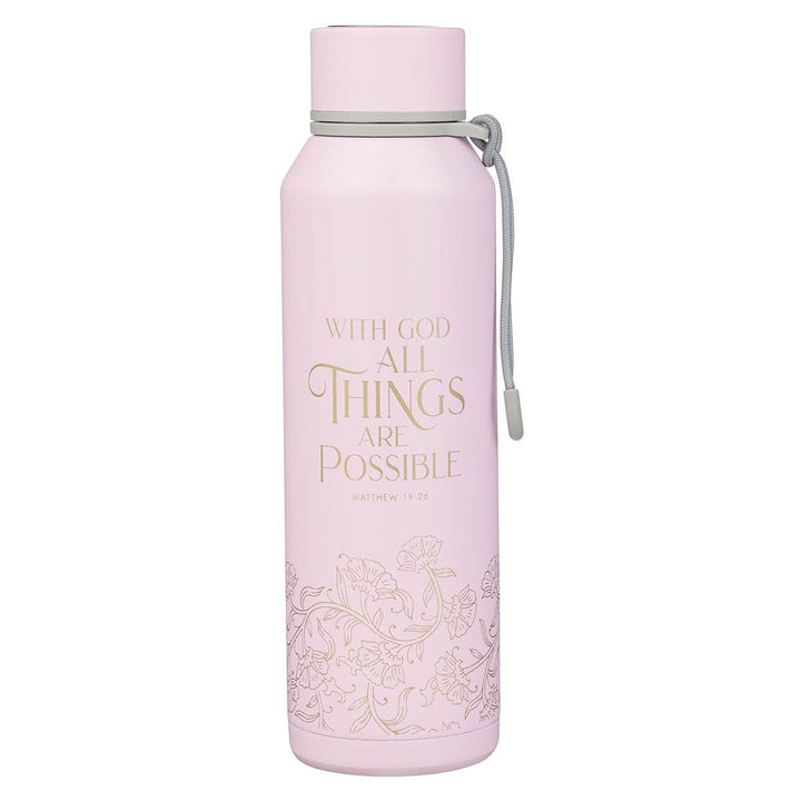 Water Bottle SS Pink With God Matt. 19:26