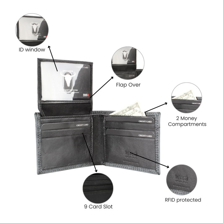 Men’s Bi-Fold Wallet with Deer Antler Emboss ABMWVT 03