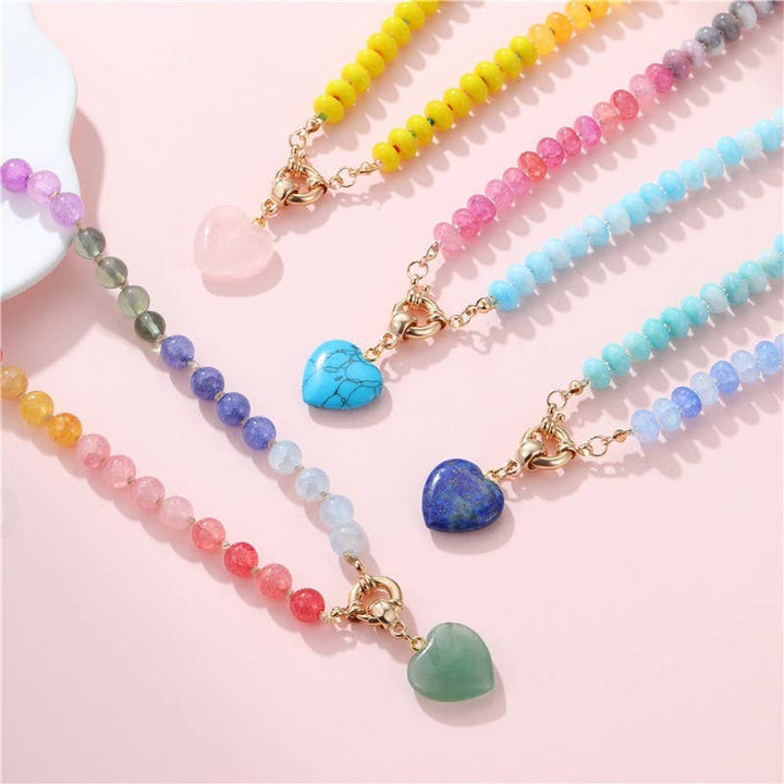 Natural Stone Semi-Precious Glass Mixed Necklace